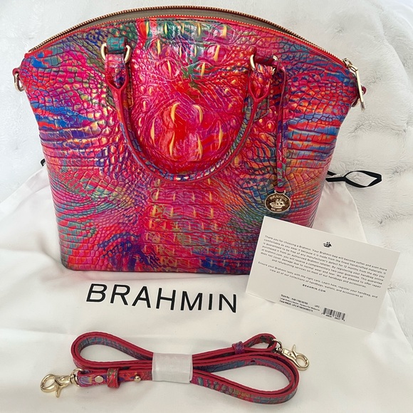 Brahmin Handbags - Brahmin Vibrant Pink and Blue Satchel